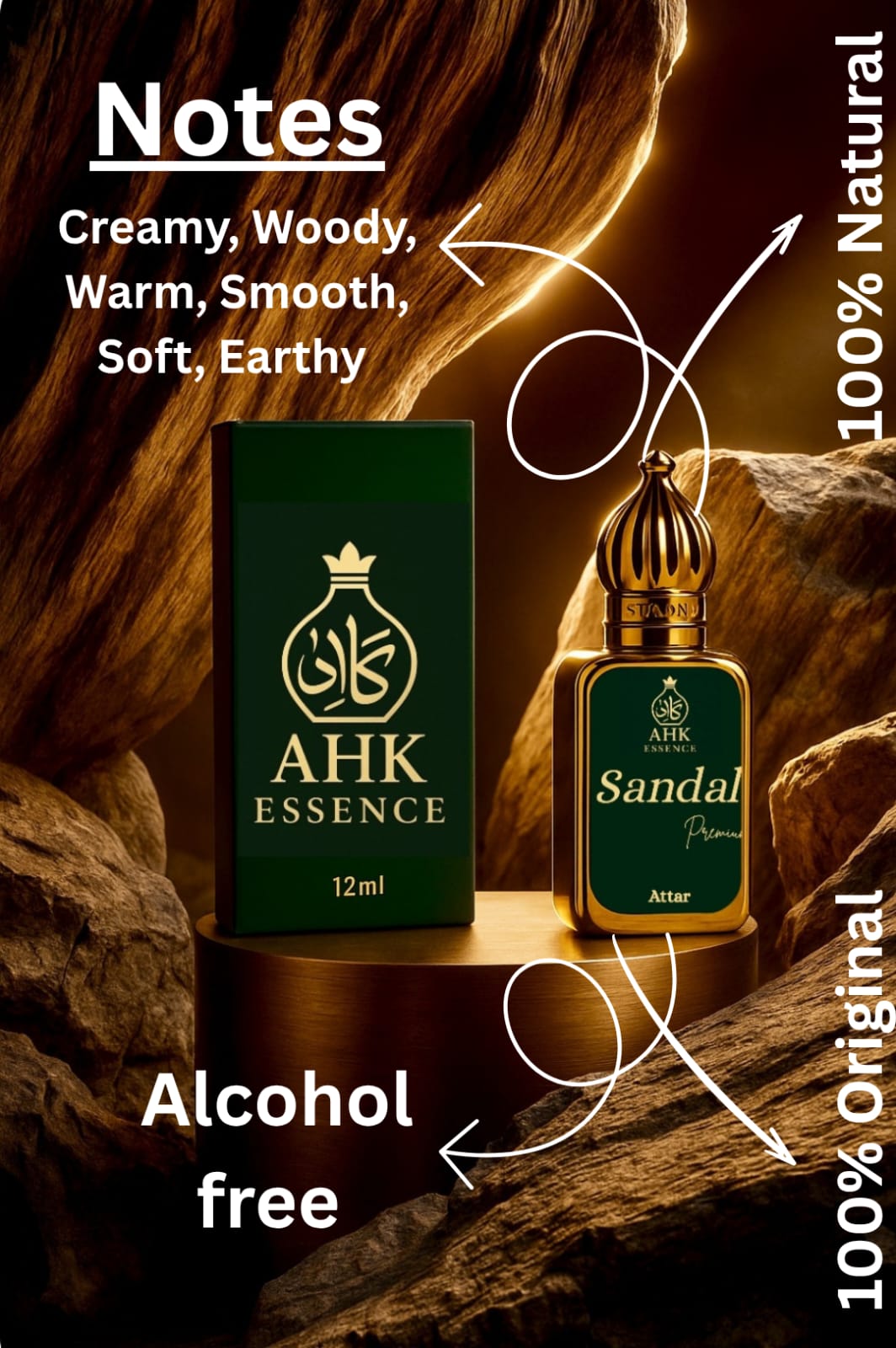 Sandal Wood  | Premium Roll On Attar | 100% Natural | By AHK Essence